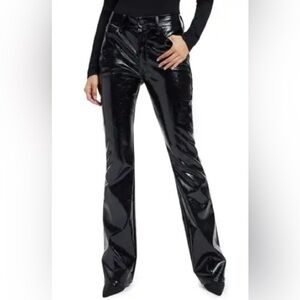 Good American GOOD CLASSIC TEXTURED Black Faux Leather Pants Size 8/29 Inseam 29